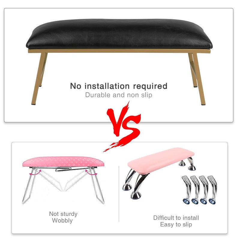 imene Arm Rest for Nails, Nail Arm Rest for Nail Tech with Microfiber Leather Nail Table Mat, Manicure Hand Rest Stand Nail Art Accessories Tool for Nails Tech(Black) - Image 3